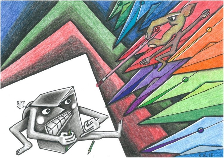 Uncolored, story from Fantasy World, contemporary art, outsider artwork