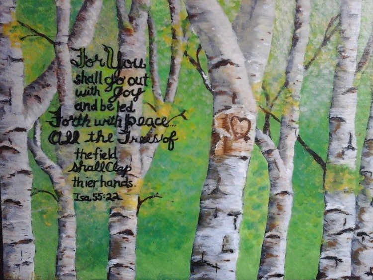 Birch forest initialed
