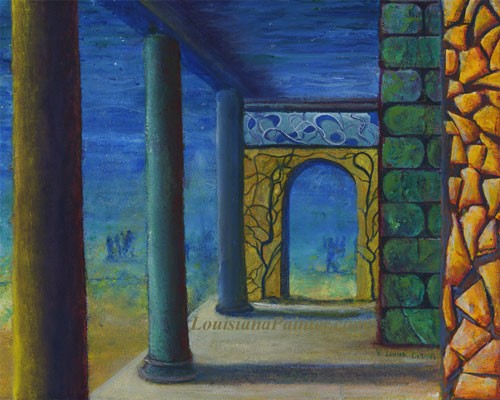 Surrealistic Perspective with Columns and Walls