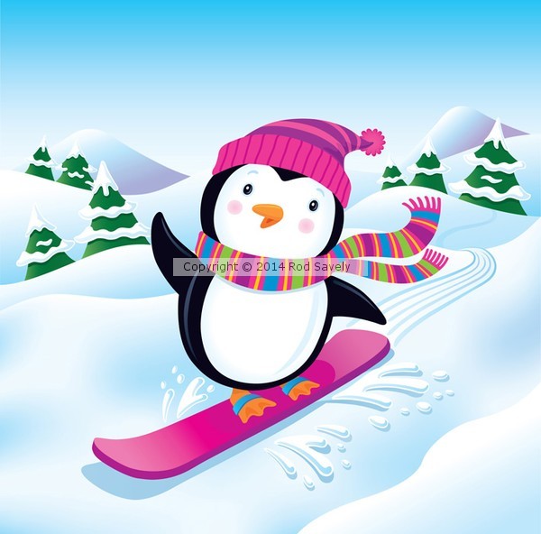 Snowboarding Penguin