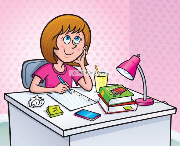 Girl Working On Homework