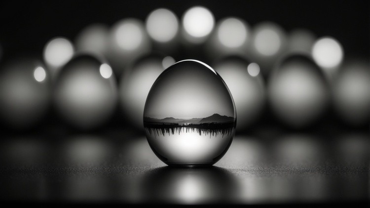 Monochrome Landscape Crystal Egg Illustration