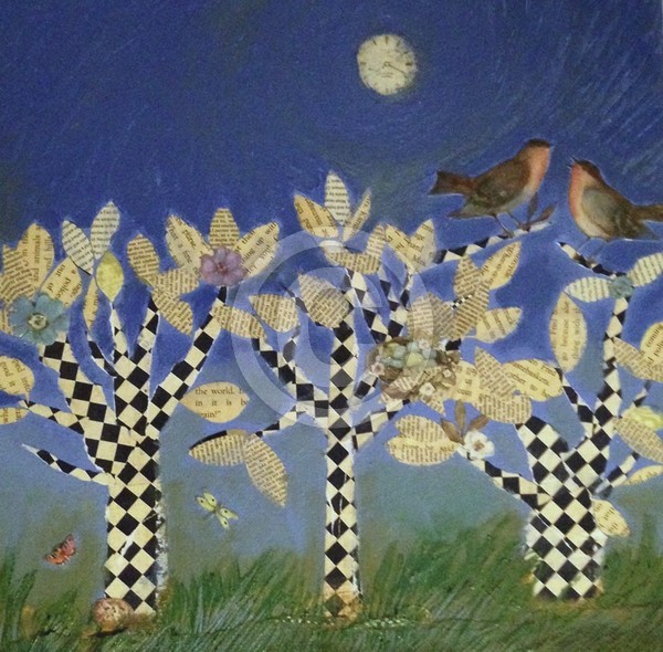 Birds in the Checkerboard Trees COLLAGE