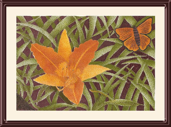 Flor, borboleta e plantas
