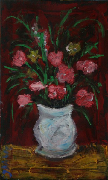 Red Flowers White Vase