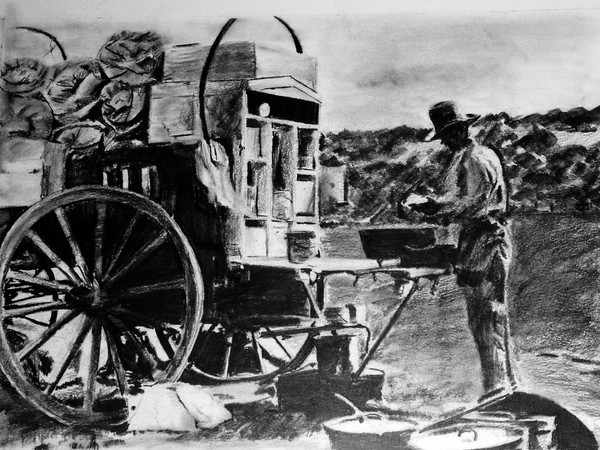 Cowboy working out his Chuck Wagon
