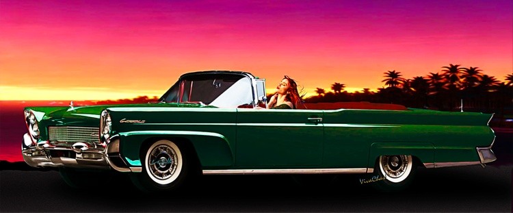 Former Cheerleader Driving 58 Continental Convertible on a Sultry Evening