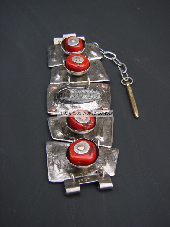 Braclet Titanium  Red Corals Gomolka Art ,SOLD