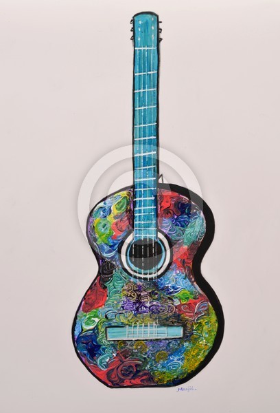 Modern Guitar abstract painting colorful pop