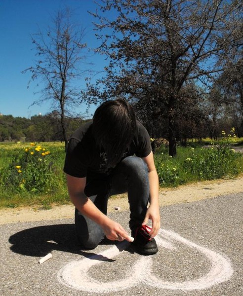chalking on a sunny day