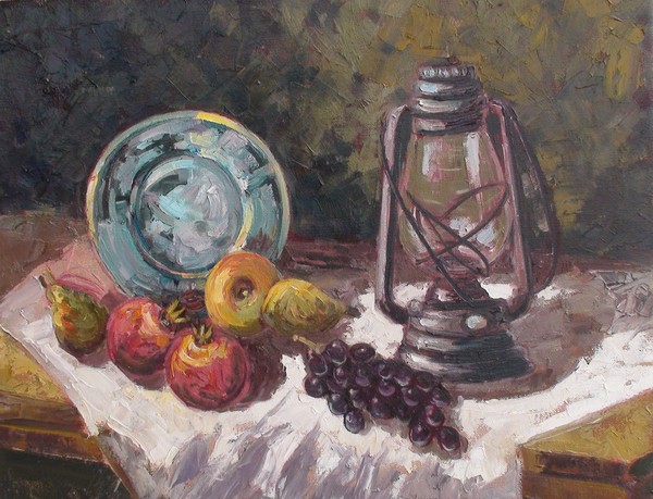 Still life with lantern