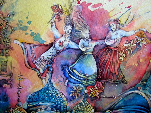 Dancing estonian girls by Natalia Koreshkova