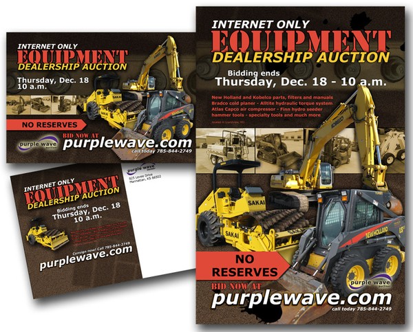 construction equipment postcard and flier
