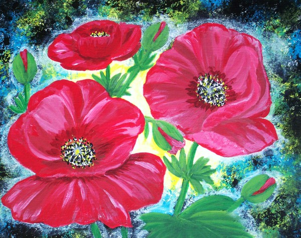 3 Poppy flowers