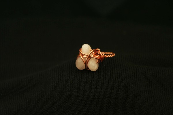 Rose Quartz and copper ring