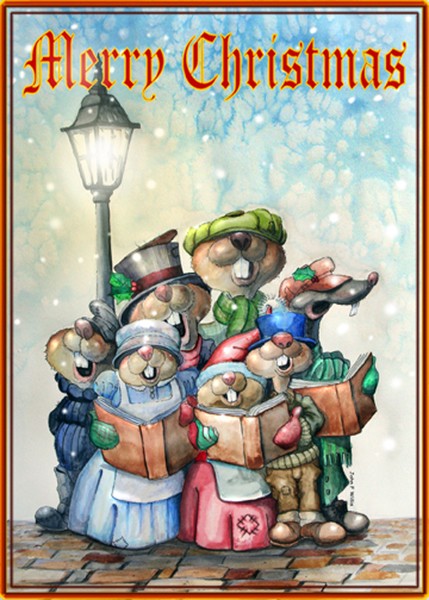 Christmas Carroling Mice