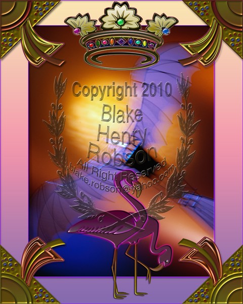 Deco hang gliding flamingo crown collage