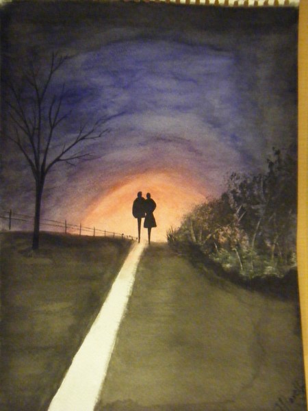 lovers walk, dusk