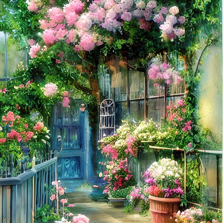 Pink floral porch