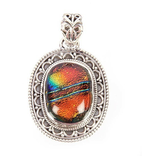 Sterling Silver Dichoric Glass Pendant