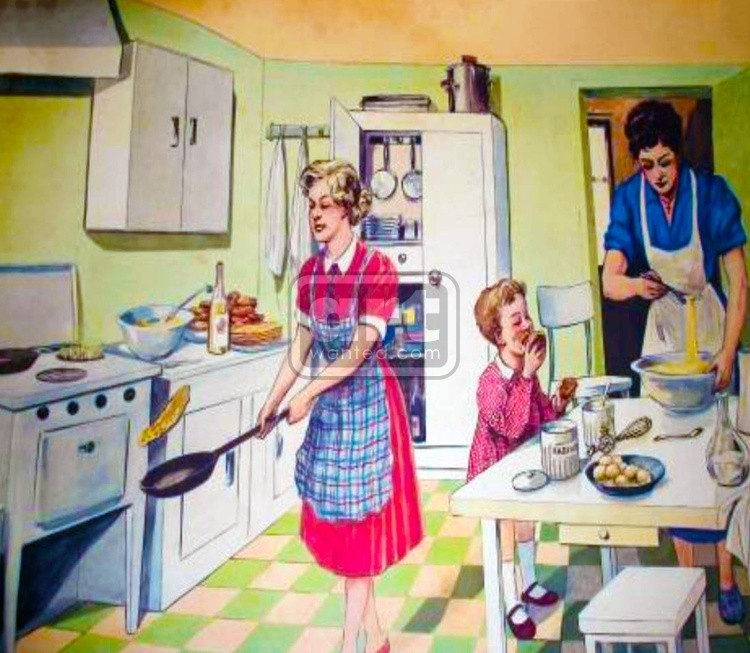 1950's kitchen cookery lesson