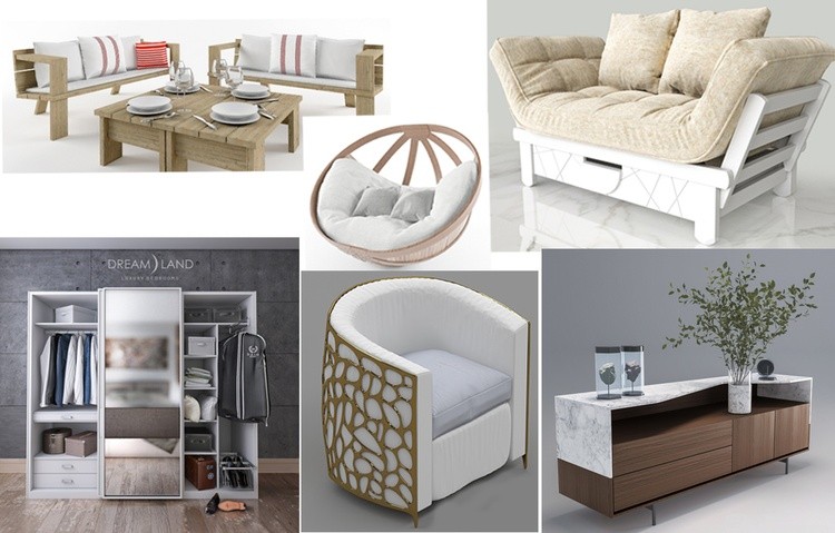 3d furniture Modeling & 3d Product rendering