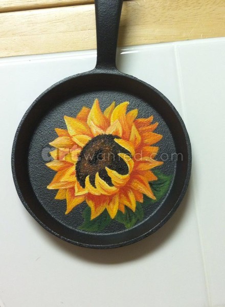 sunflower on cast iron pan