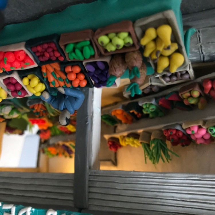 Rue de Buci in Paris, plasticine, carboard, 25x17,5x12 cm 