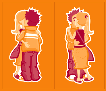 Boy / Girl Kissing (Reverse Image)