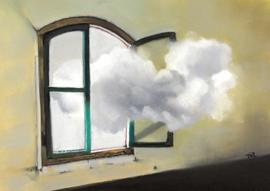 through the window
