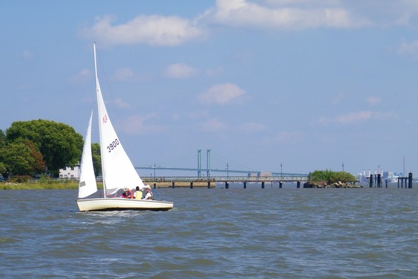 Sailboat and Delaware Memorial Bridge