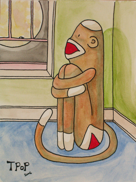Sock Monkey Ponders Life