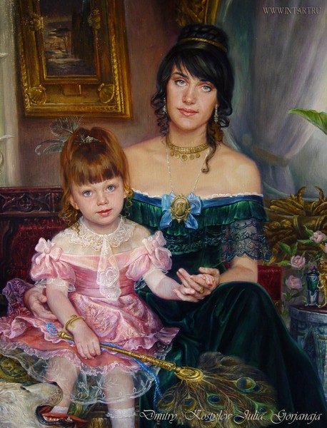 Elena's and her daughter portrait .Fragment