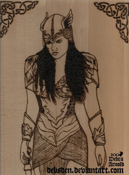 Xena the Valkyrie pyrography