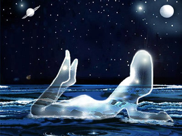Ladie in sea
