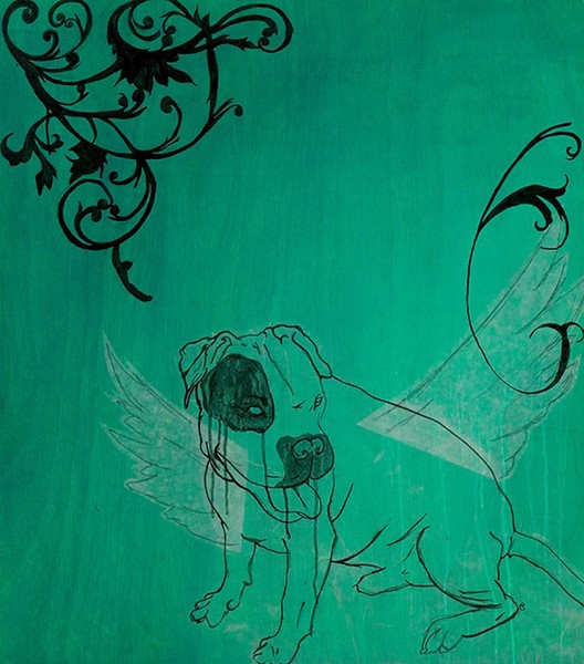 popeye dog, teal