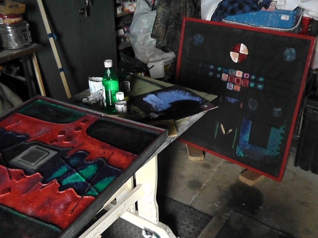 Oil Paintings  in my  Studio in Poland Mir Gomolka Art 