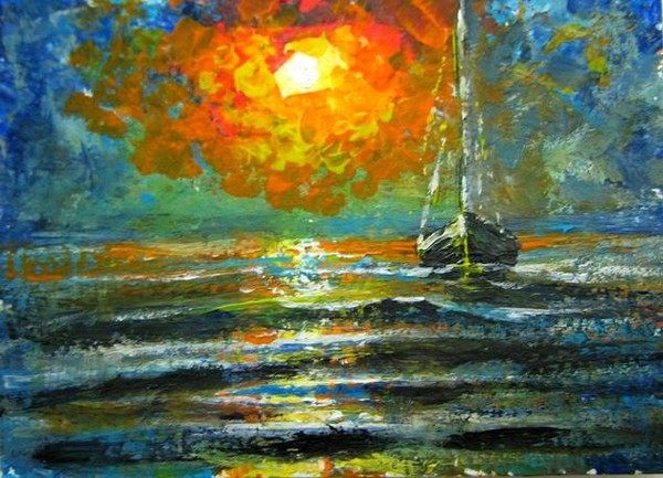 Sunset aceo impressionism painting 