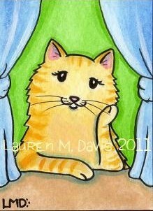 Cat ACEO ATC Original TINY Art Painting LAUREN