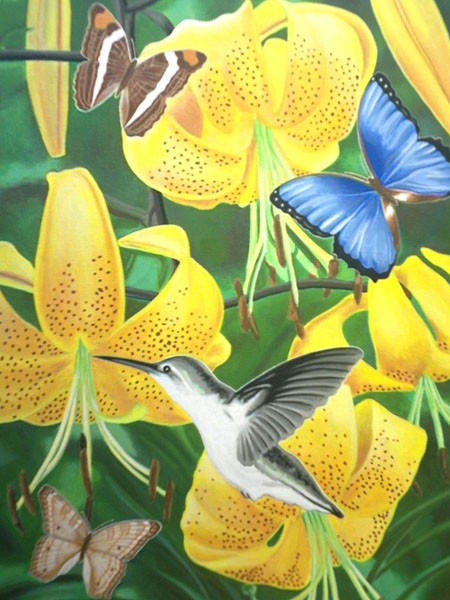 Bird, Butterflies & Flowers