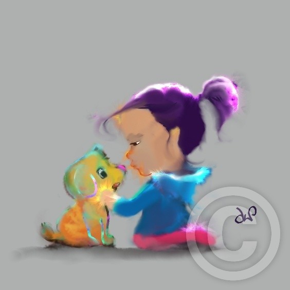 girl with dog