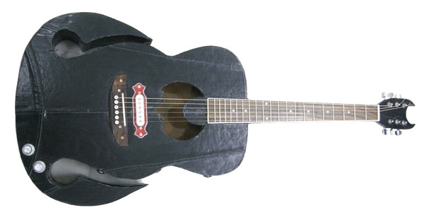 Gothic style Eco guitar from cardboard & leather