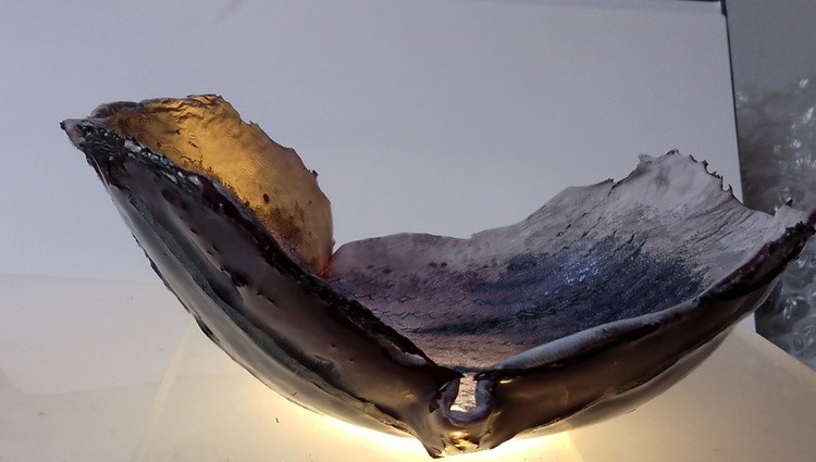 copper & glass bowl with light