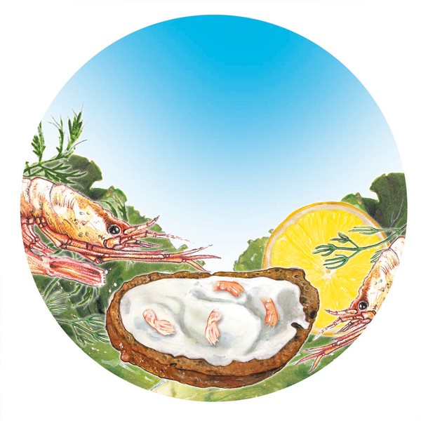 Bread with cream cheese and shrimps