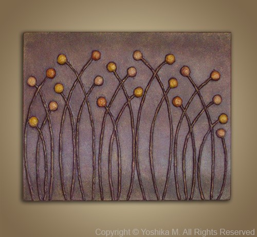 Golden Meadow in Purple Haze -3D Relief Wall Art