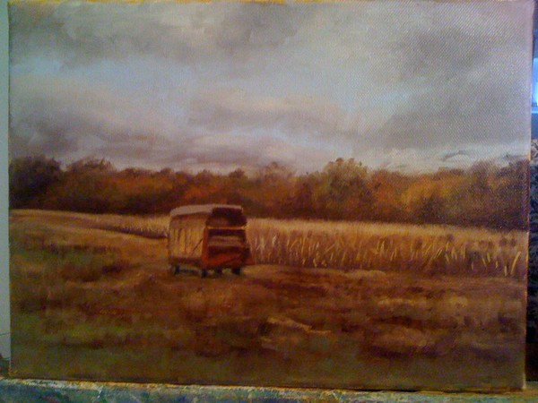 Corn Field and Wagon