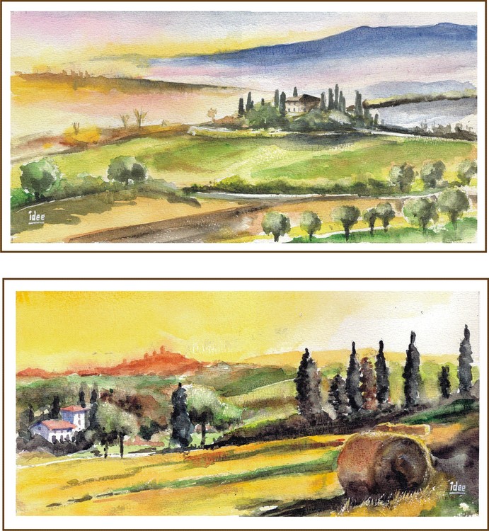 Sunrise and sunset in Tuscany