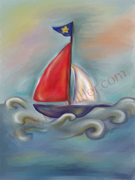Sailing Boat whimsical children art print