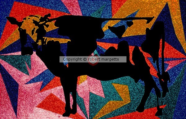 the abstract cow in plastic and colorized 1