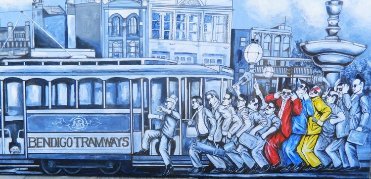 epsom mural 100cm x 60cm acrylic and copic pens